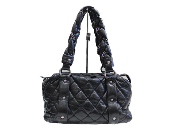 imgrc0076189663 Chanel Bubble Quilted Leather Chain Handle Handbag Black