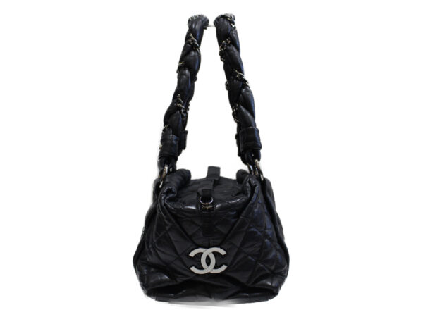 imgrc0076189665 Chanel Bubble Quilted Leather Chain Handle Handbag Black