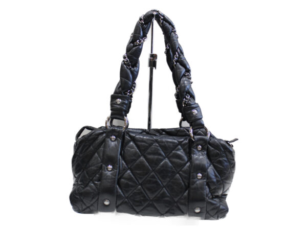 imgrc0076189666 Chanel Bubble Quilted Leather Chain Handle Handbag Black