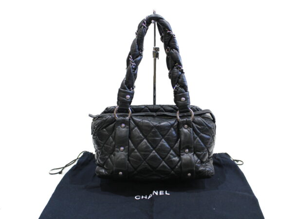 imgrc0076189670 Chanel Bubble Quilted Leather Chain Handle Handbag Black