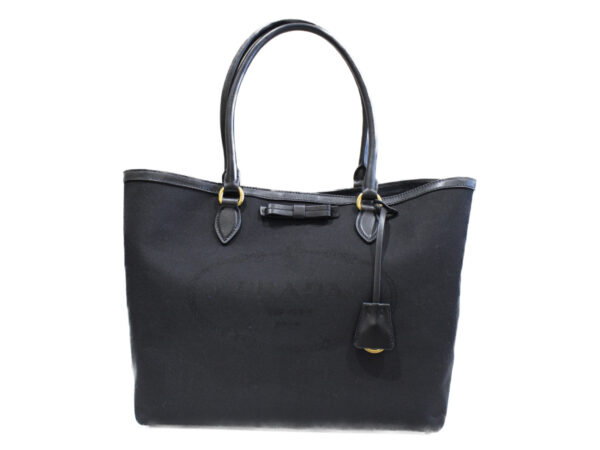 imgrc0076206058 Prada Tote Bag Canvas Leather Black