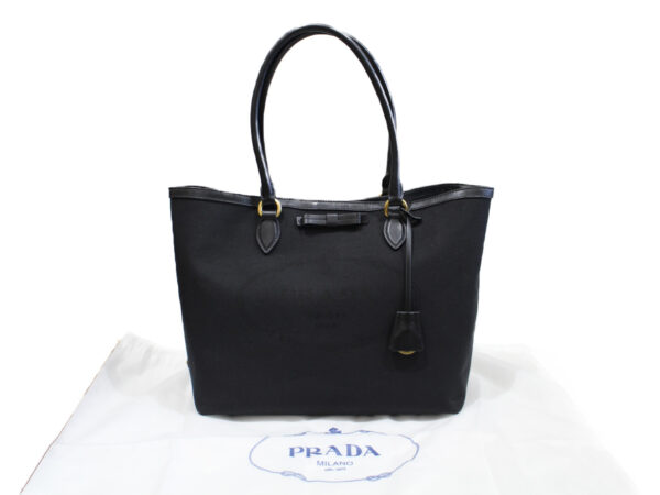 imgrc0076206067 Prada Tote Bag Canvas Leather Black