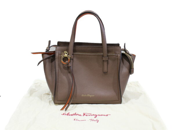 imgrc0076251438 Ferragamo AMY 2WAY Bag Handbag Shoulder Bag Calfskin Brown