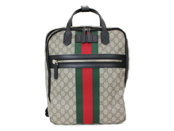 imgrc0076259736 Gucci GG Supreme Backpack Canvas Leather Black