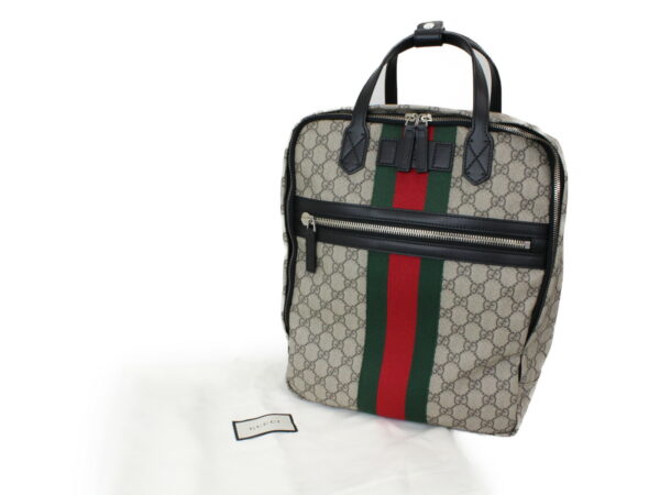 imgrc0076259748 Gucci GG Supreme Backpack Canvas Leather Black