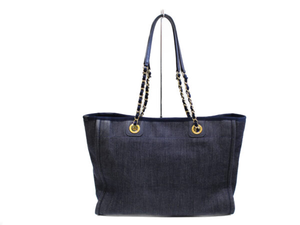 imgrc0076305084 Chanel Deauville Denim Chain Tote Bag Blue