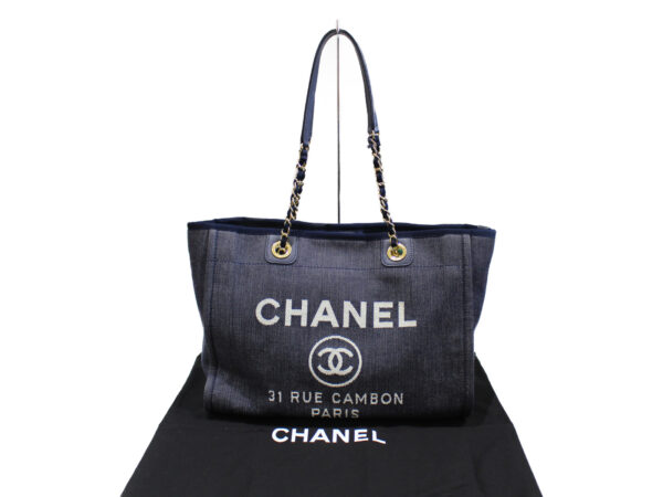 imgrc0076305091 Chanel Deauville Denim Chain Tote Bag Blue