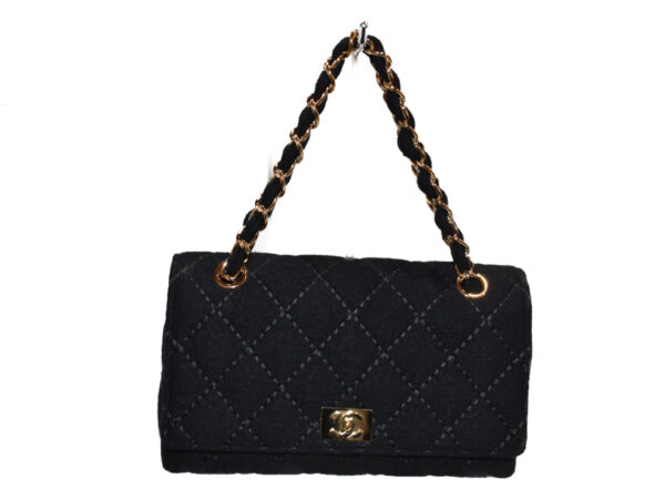 imgrc0076379002 Chanel Chain Shoulder Jersey Bag Black