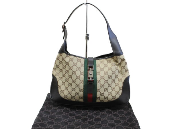 imgrc0076660187 Gucci Sherry Line Shoulder Bag Canvas Black