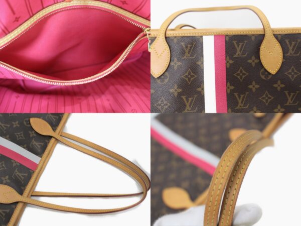 imgrc0076802126 Louis Vuitton Neverfull MM Monogram Pink Tote Bag Brown