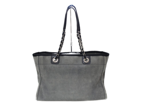 imgrc0076873622 Chanel Deauville Canvas Chain Tote Bag Gray