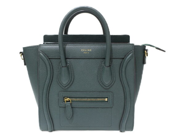 imgrc0076890756 Celine Luggage Nano Leather Shoulder Bag Green