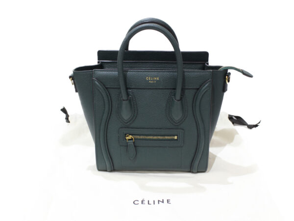 imgrc0076890768 Celine Luggage Nano Leather Shoulder Bag Green