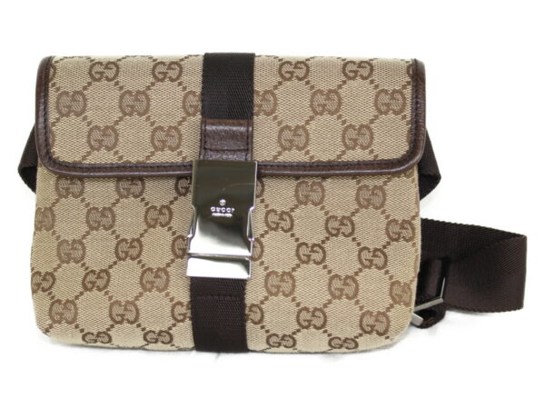 imgrc0076942446 Gucci GG Canvas Waist Pouch Beige Brown