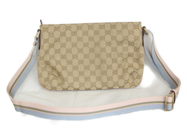 imgrc0076942506 Gucci GG Canvas Shoulder Bag Beige Pink Blue