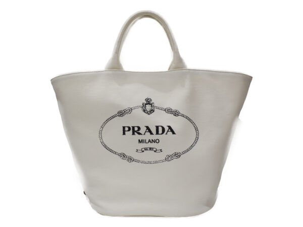 imgrc0077094709 Prada Kanapa Shoulder Bag Canvas 2WAY Tote Bag White