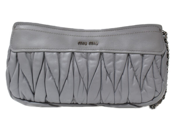 imgrc0077115540 Miu Miu Clutch Bag Nappa Leather Matelasse Gray