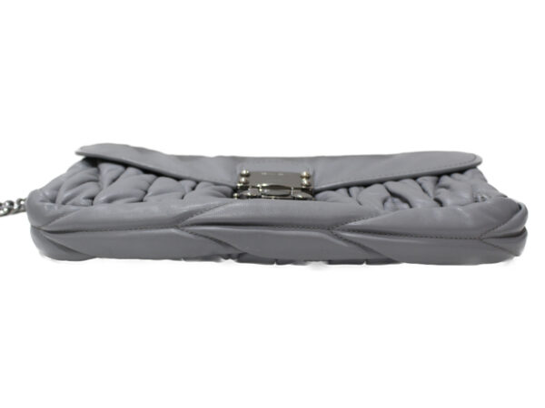 imgrc0077115541 Miu Miu Clutch Bag Nappa Leather Matelasse Gray