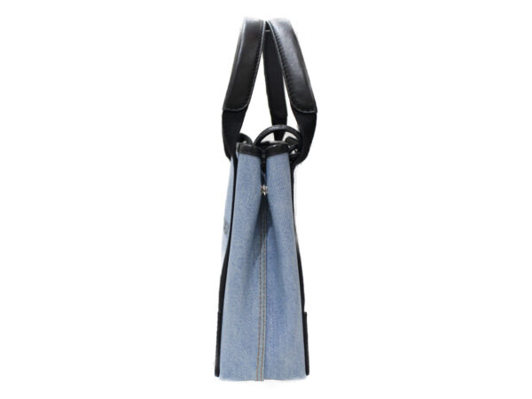 imgrc0077142479 Balenciaga Denim Leather Shoulder Bag Blue Black