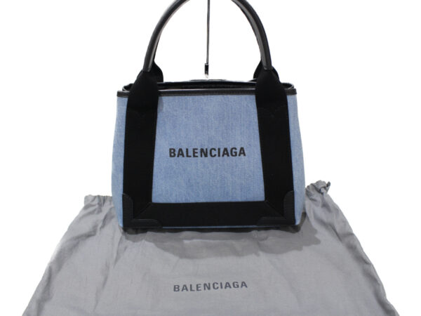 imgrc0077142489 Balenciaga Denim Leather Shoulder Bag Blue Black