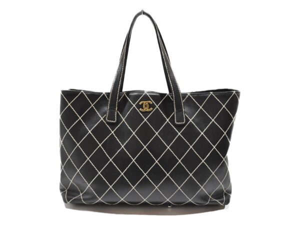 imgrc0077257604 Chanel Wild Stitch Leather Tote Bag Black