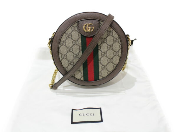 imgrc0077471838 Gucci GG Mini Round Shoulder Bag Canvas Brown