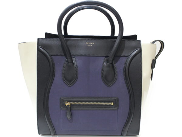 imgrc0077473470 Celine Luggage Mini Leather Handbag Blue Black White