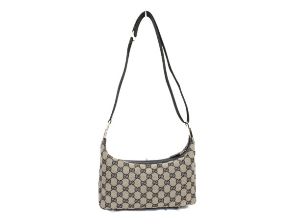 imgrc0077493211 Gucci GG Canvas Shoulder Bag Canvas Leather Black Beige