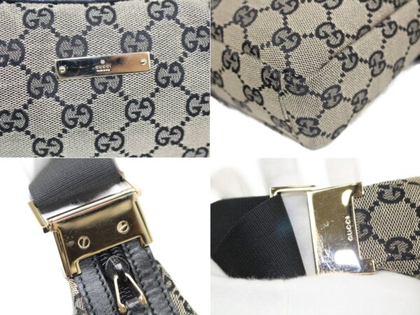 imgrc0077493216 Gucci GG Canvas Shoulder Bag Canvas Leather Black Beige