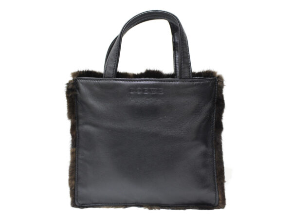 imgrc0077729408 Loewe Mink Fur Mini Tote Leather Black Brown