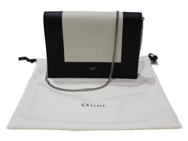 imgrc0078486283 Celine Frame Leather Chain Wallet Shoulder Bag Black White