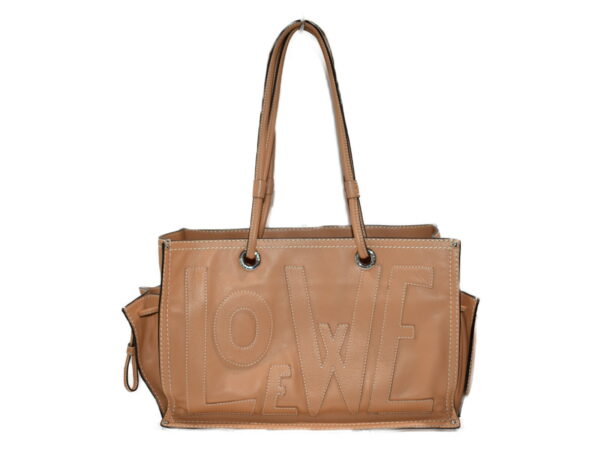 imgrc0078757139 Loewe Shopper Tote Leather Orange Beige