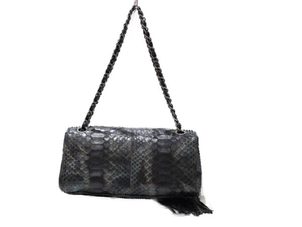 imgrc0078768372 Chanel Python Chain Shoulder Bag Black Blue