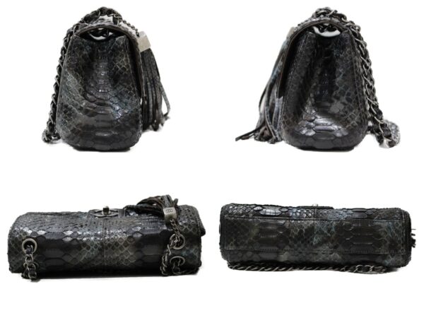 imgrc0078768373 Chanel Python Chain Shoulder Bag Black Blue