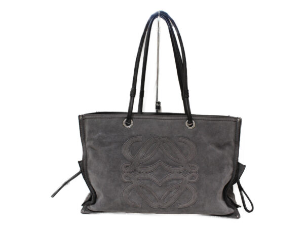 imgrc0078922286 Loewe Shopper Tote Suede Leather Gray