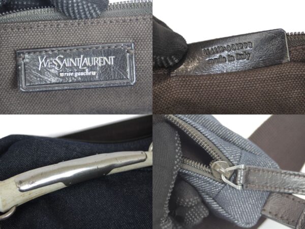 imgrc0079025894 Yves Saint Laurent Mombasa Denim Canvas Shoulder Bag Navy