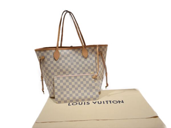 imgrc0079098425 Louis Vuitton Neverfull MM Damier Azur Tote Bag White