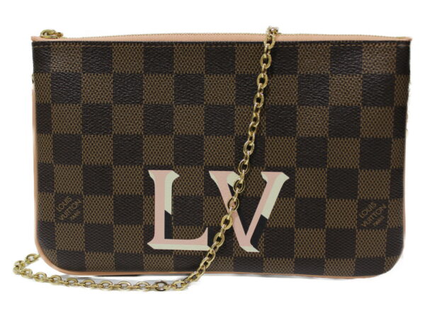 imgrc0079269234 Louis Vuitton Pochette Double Zip Damier Chain Shoulder Bag Pink