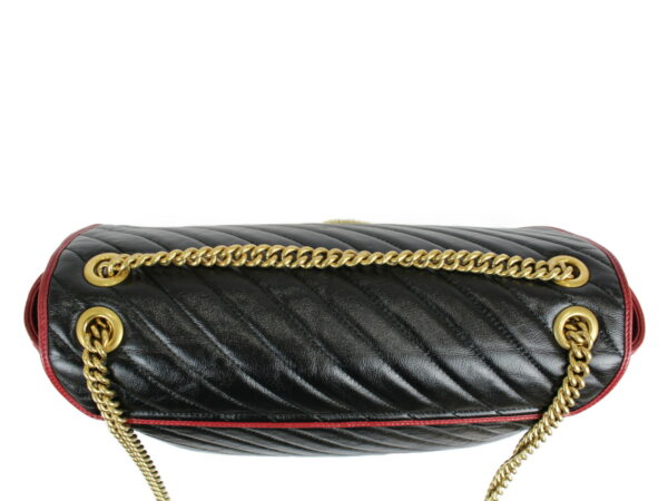 imgrc0079635338 Gucci GG Marmont Leather Chain Shoulder Bag Black Red