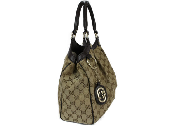 imgrc0079678517 Gucci Sookie Canvas Leather Tote Bag Beige Brown