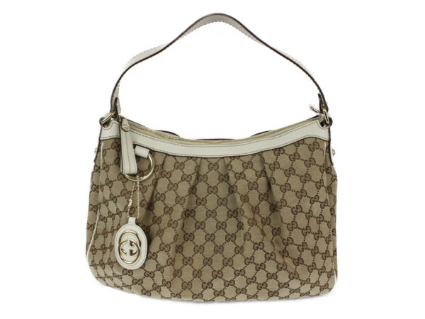 imgrc0079683093 Gucci GG Canvas Leather Shoulder Bag Beige Ivory