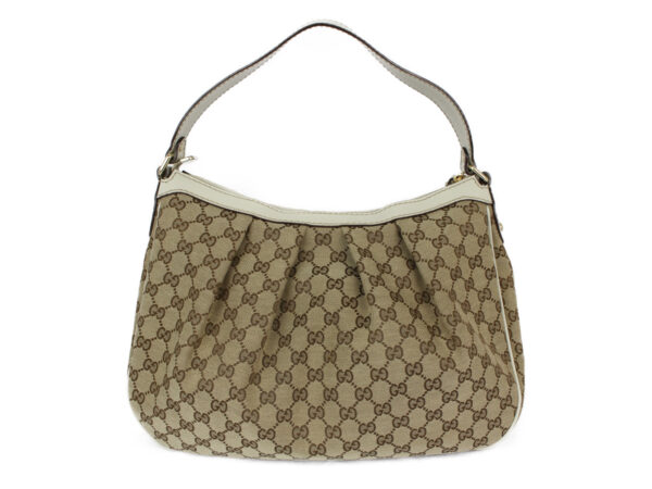 imgrc0079683094 Gucci GG Canvas Leather Shoulder Bag Beige Ivory