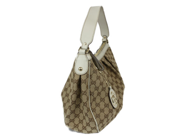 imgrc0079683095 Gucci GG Canvas Leather Shoulder Bag Beige Ivory