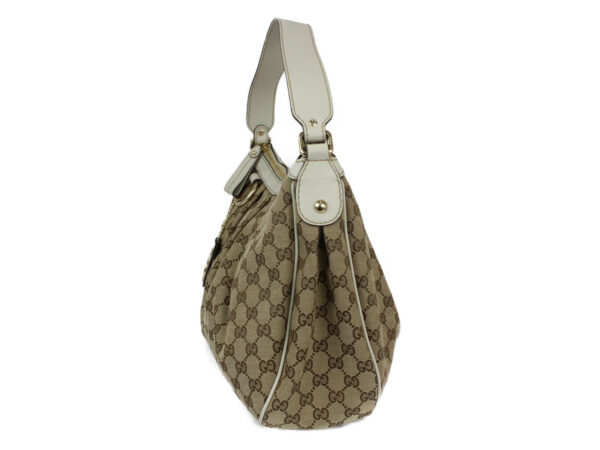 imgrc0079683096 Gucci GG Canvas Leather Shoulder Bag Beige Ivory