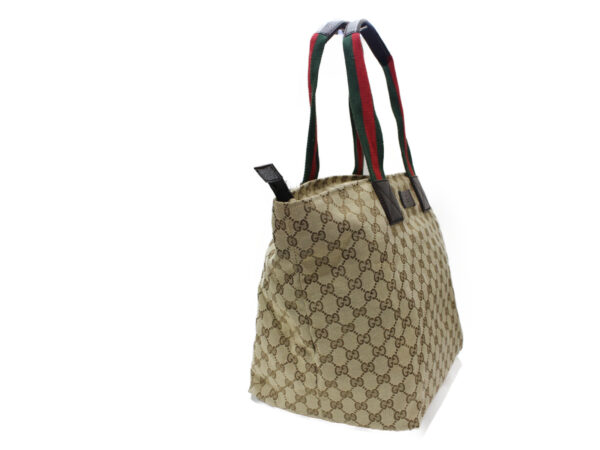 imgrc0079693245 Gucci Canvas Leather Tote Bag Beige Brown