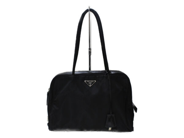 imgrc0079695476 Prada Handbag Nylon X Leather Black