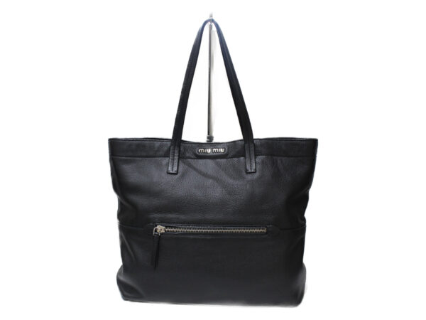 imgrc0079696319 Miu Miu Tote Bag Leather Black