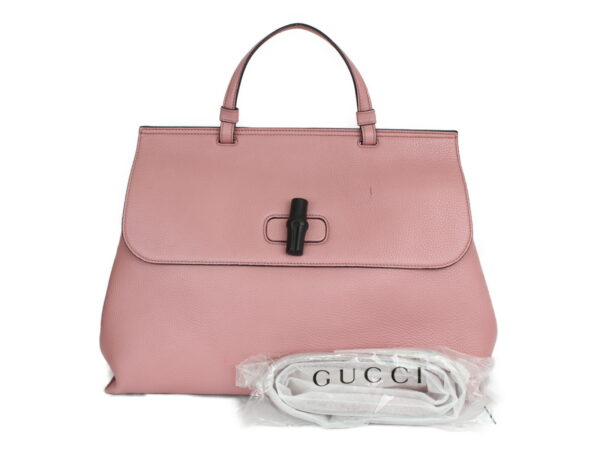 imgrc0079705426 Gucci Bamboo Leather Shoulder Bag Pink