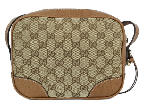 imgrc0079732210 Gucci Canvas Leather Shoulder Bag Beige Brown