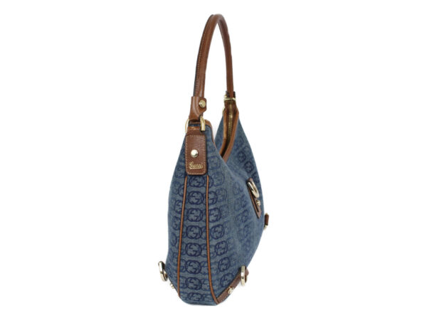 imgrc0079734438 Gucci Abbey Canvas Leather Shoulder Bag Denim Blue